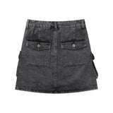 Women Skirt Tooling Multi-Pocket Denim Skirt