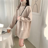 Women Knitwear Autumn and Winter Turtleneck Mid-Length Sweater