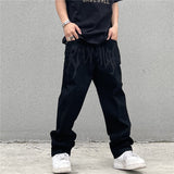 Men Jeans Black Jeans Men's and Women's Vintage Embroidered Straight Loose Jeans