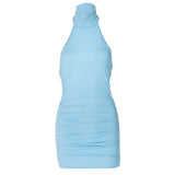 Women Dresses Spring Sexy Hollow Backless Turtleneck Sheath Dress