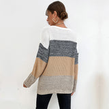 Women Knitted Sweater Autumn and Winter Leisure Women's Loose Color Matching Long Sleeve Sweater