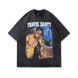 Men T Shirt T Hip Hop Character Vintage Print Short Sleeve T-shirt
