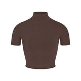 Women T-shirt Sexy Slim Fit Turtleneck T-shirt Short Top