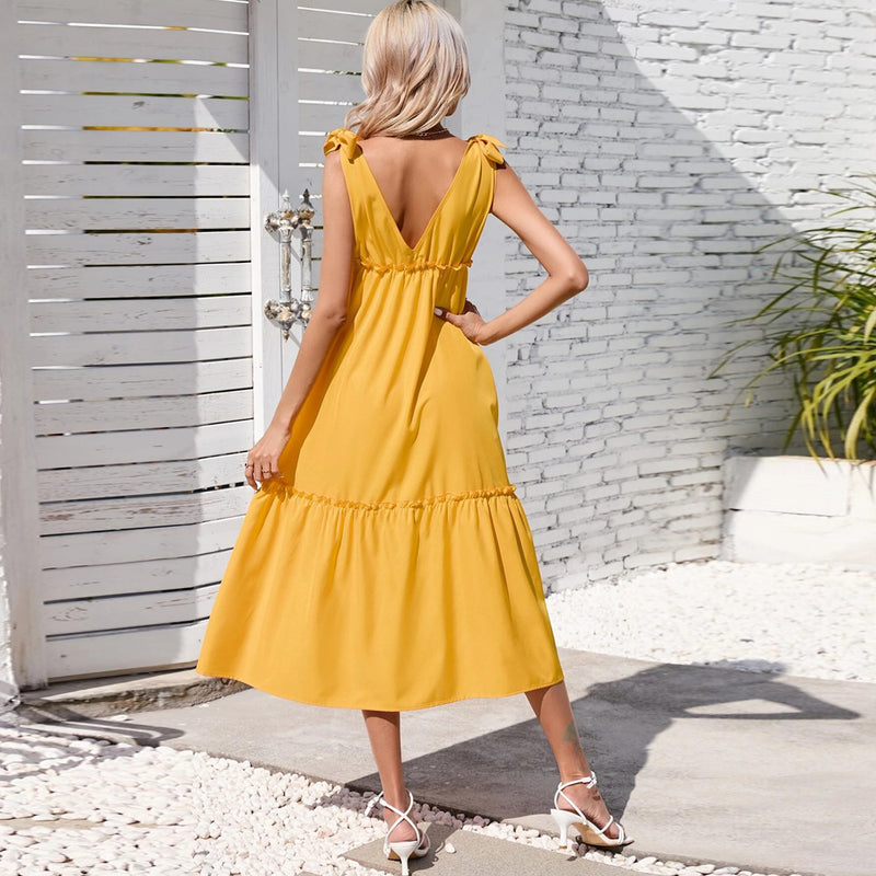 Women Dress Casual Vacation Beach Sling Dress
