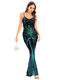 Women's Evening Gown Evening Dress Sexy Strap Vintage Sequins Dress