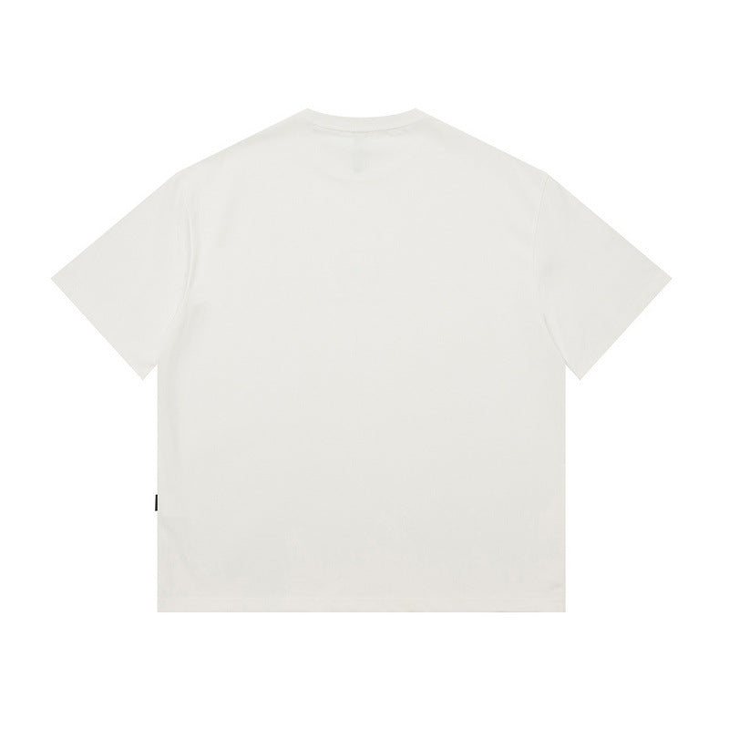 Men T Shirt Foam Printed Letters T-shirt Summer Men's Short Sleeve Loose Hiphop Half Sleeve