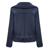 Red Leather Jacket Fall/Winter Suede Fabric Jacket Turn-down Collar Coat