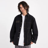 Men Jacket Coat Ripped Denim Jacket Embroidered Workwear Jacket