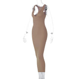 Women Dresses Sexy Dress Summer Sexy U Collar Sleeveless Slim Fit Skirt