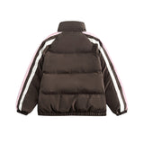 Unisex Winter Cotton Coat Letter Printed Hooded Cotton-Padded Coat Vintage Loose and Warm Cotton-Padded Coat