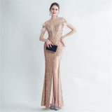 Harlem Nights Outfits Velvet High-Density Sequined Fishtail Evening Dress