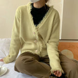 Women Knitwear Autumn and Winter V-neck Tassel Sweaters Cardigan