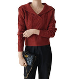Women Knitwear Autumn Winter Retro Lapel Knitwear