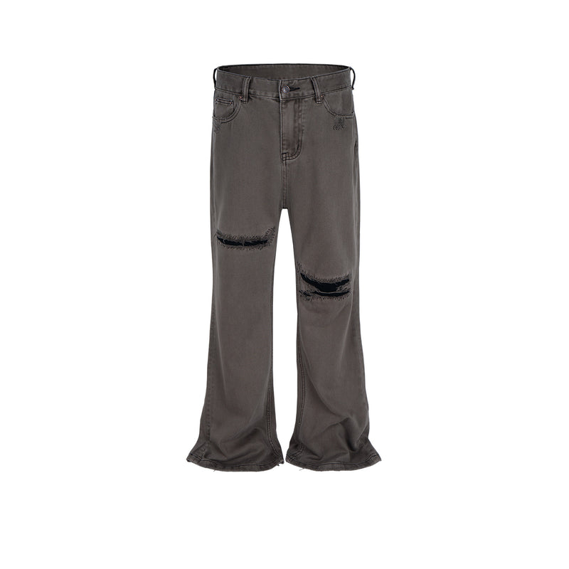 MIJKO Men's Vintage Pants MIJKO Spliced trousers Men's and women's slightly wide-footed jeans