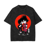 Washed vintage short-sleeved T-shirt oversize