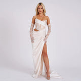Women Dresses Summer Sexy Tube Top Dress Lace Gown (Zns0409)