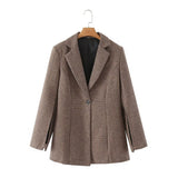 Women Suits Retro Houndstooth Blazer Autumn and Winter Suit