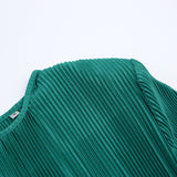 Women Dress Spring round Neck Pleated Long Sleeve Dress Sheath Dress