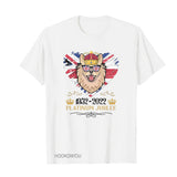 Red by Queen's Platinum Jubilee 2022 Elizabeth 70 Years T-shirt Puppy Printed round Neck