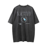 Men Vintage T-Shirt Distressed Washed Short-Sleeved T-shirt Men Loose-Fitting Casual round-Neck