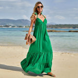 Women Dress Sexy Backless Spaghetti Straps Long Dress Beach Dress
