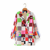 Women Suits Autumn Printed Double Breasted Suit Jacket