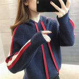 Women Knitwear Autumn and Winter Hooded Pullover Sweater Loose Casual Sweater