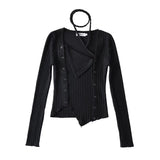 Women Sweater Knitwear Autumn Lace-up Irregular Bottoming Shirt Long Sleeve T-shirt