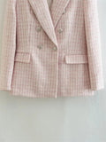 Women Suits Autumn Leisure Textured Double Breasted Blazer