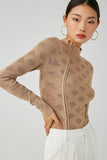 Women Sweater Knitwear Turtleneck Hollow out Diamond Lattice Jumpsuit Women's Autumn Stretch Slim Fit Base Long Sleeve Knitted T-shirt