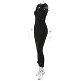 Women Dresses Summer Hollow Slim round Neck Sleeveless Dress