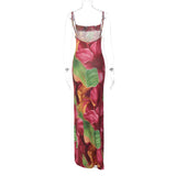 Women Dresses Fall Printed Sexy Slim Fit Backless Sling Dress