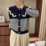 Women Knitwear Spring and Autumn Stripes Sweaters Cardigan