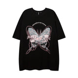 Men T Shirt Summer Butterfly Graffiti Puff Print Couple Short Sleeve T-shirt