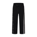 Men Sweatpants Loose Wide-Leg Pants Striped Stitching Tooling Straight Casual Trousers