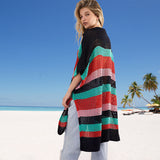 Women Knit Beach Cover V-neck Half Sleeve Cutout Beach Bikini Sun Protection Shirt