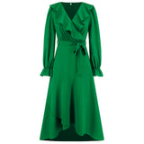 Women Date Dress Winter V-neck Dress Mid-Length Dress