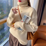 Women Knitted Pullover Autumn and Winter Turtleneck Sweater Slim Fit Top Sweater