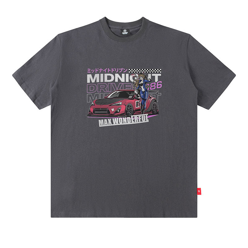 Men T Shirt Vintage Racing Printed Casual Short Sleeve T-shirt