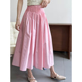 Women Skirt Pleated A- line Skirt Mid-Length Umbrella Skirt