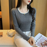 Women Knitted Pullover Autumn and Winter Slim Fit Sweater Cropped Top