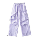 Women Sweatpants Autumn Three-Dimensional Pocket Overalls Loose Tappered Trousers