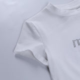 Women T-shirt Short Hot Diamond Alphabet Print Short Sleeve T-Shirt, Summer Top