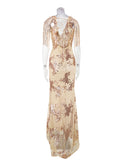 Women Evening Gown Sexy Retro Backless Sequins Dress