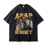 Asap Rocky T Shirts MADARTIST Asap Rocky Washed Old T-Shirt Vintage Short Sleeve