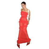 Women Dresses Sexy Ribbon Dress Spring Summer Slim-Fit Long Dress