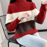 Women Knitted Pullover Autumn and Winter Turtleneck Sweater Leisure Pullover Knitwear