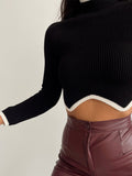 Women Knit Top Long Sleeve Turtleneck Skinny Knit Bottoming Shirt Sweater