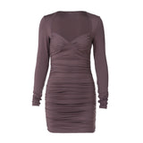Women Dresses Spring V Long Sleeve Slim Fit Dress