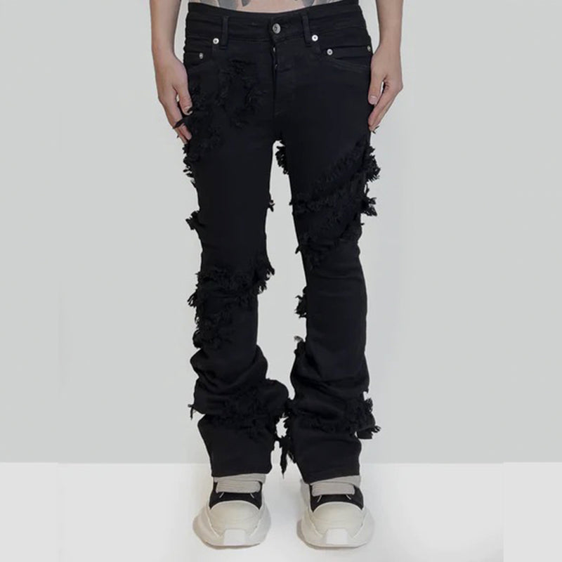 MIJKO Mens Vintage Pants Stretch Unisex Bootcut Creative Jeans